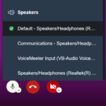 Screenshot of speaker selection